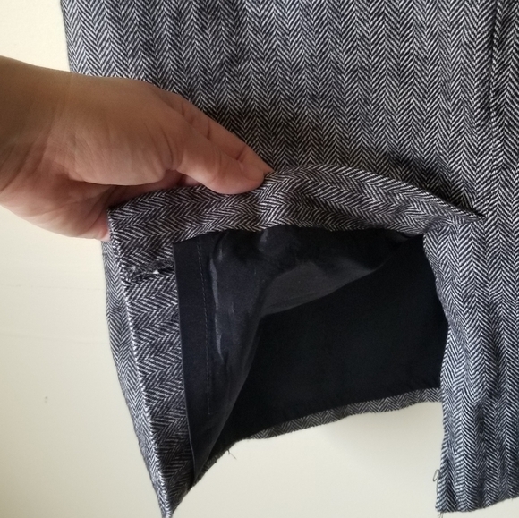 L.l.bean Herring Bone Woven Cotton Pencil Skirt Midi Length Fully Lined Size 4 - Picture 2 of 11